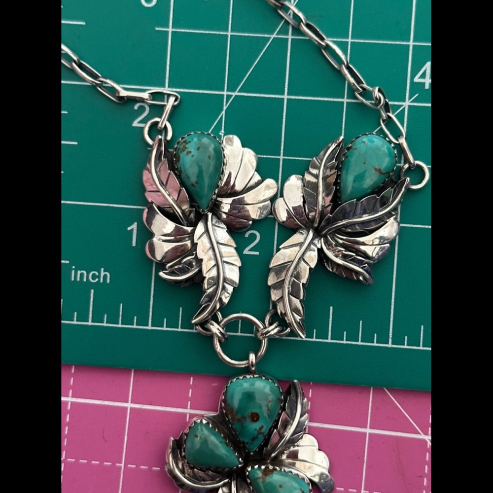 Kingman Turquoise Statement Feathers Southwestern… - image 5